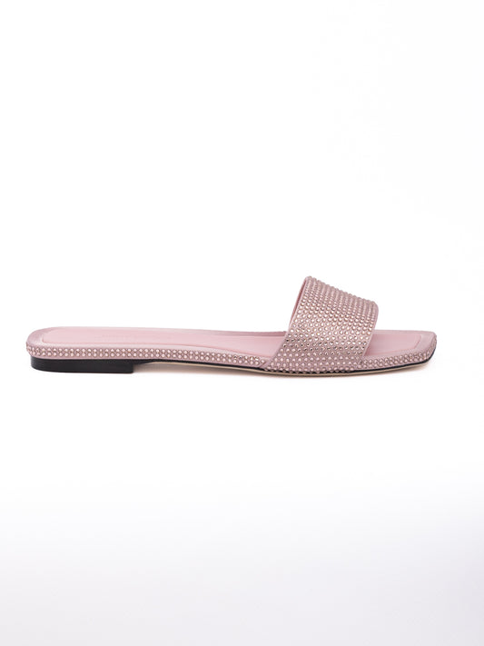 Pink Satin Crystal Clovis Flat