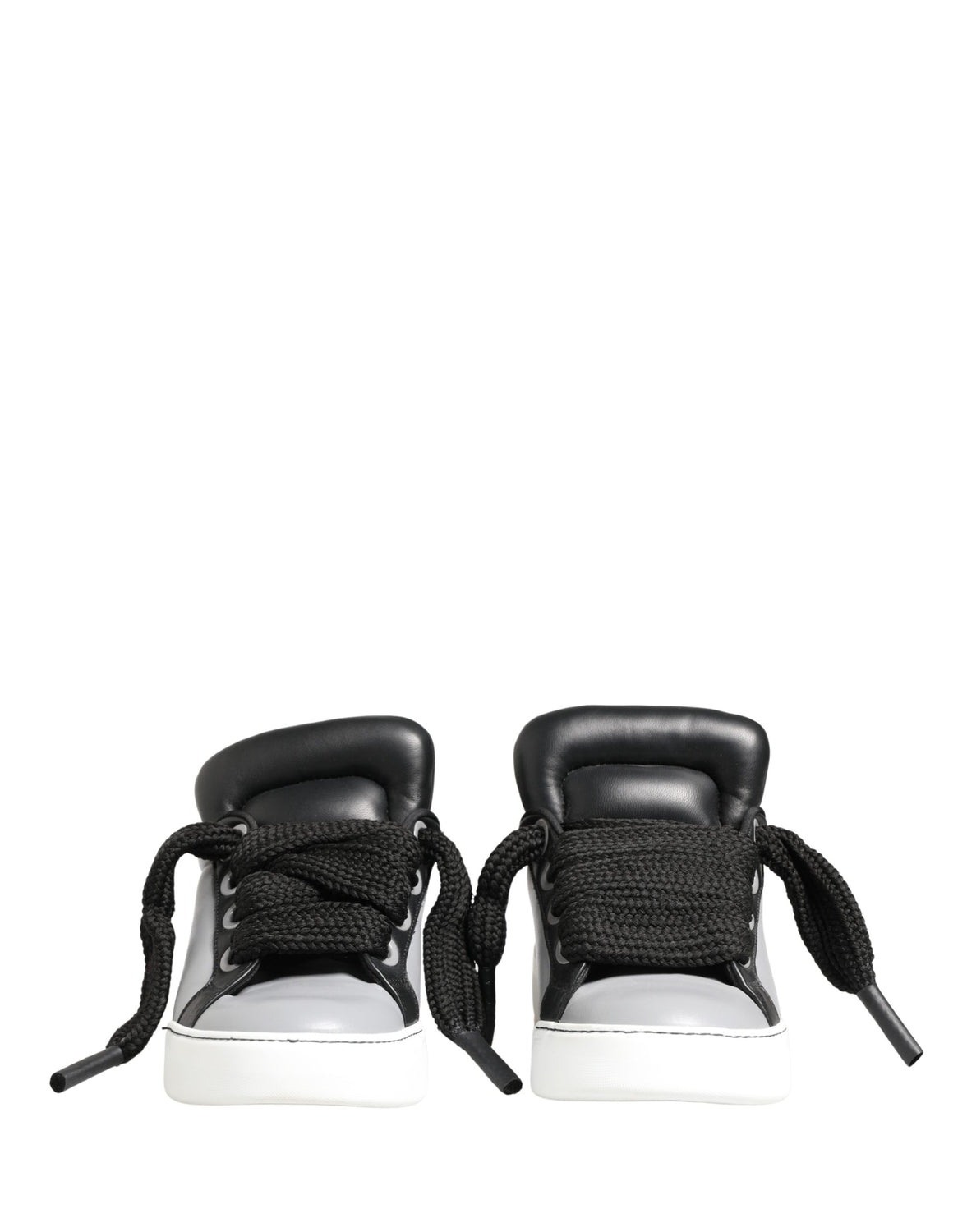 Gray Leather Low Top Lace Up Sneakers Shoes