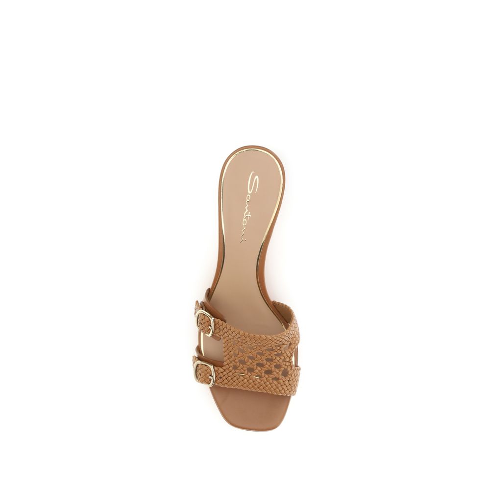 Beige Calf Leather Bos Taurus Platform Sandals