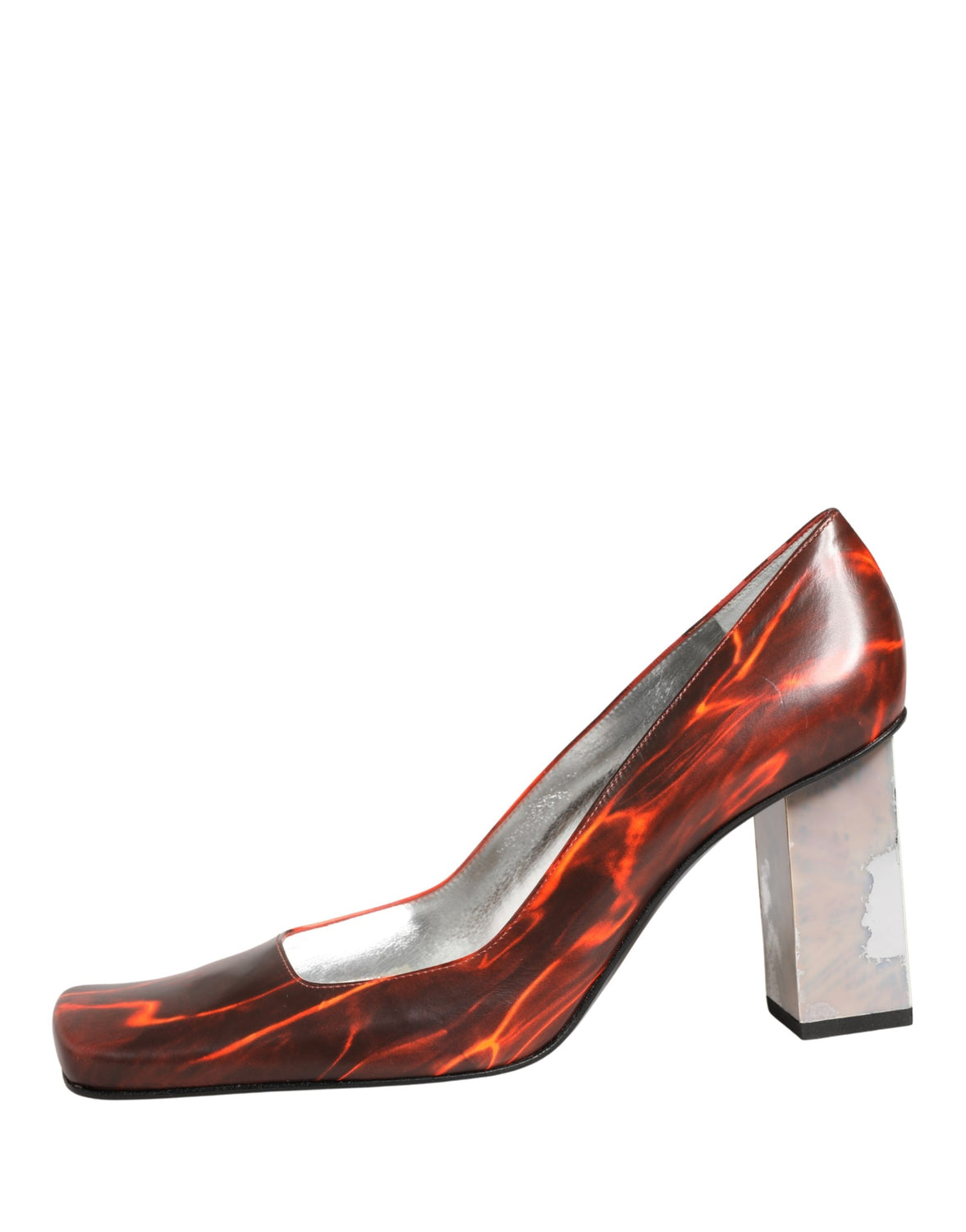 Multicolor Leather Square Toe Pumps Shoes