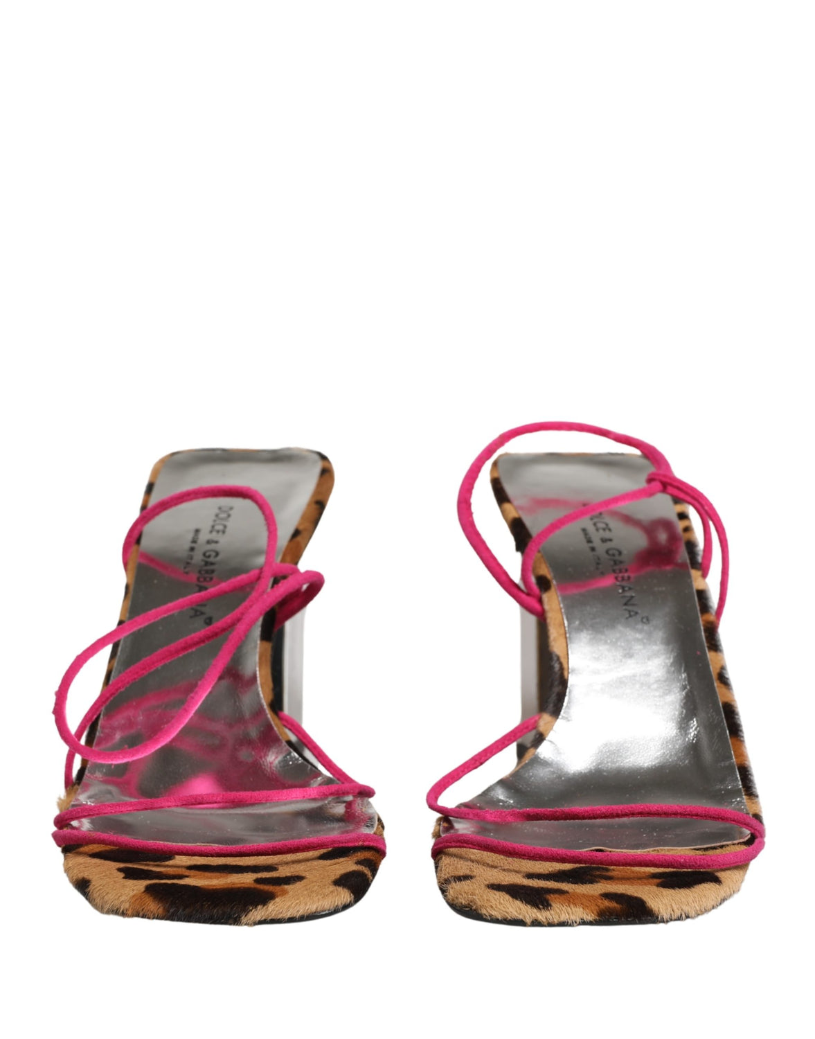 Multicolor Leather Block Heels Sandals Shoes