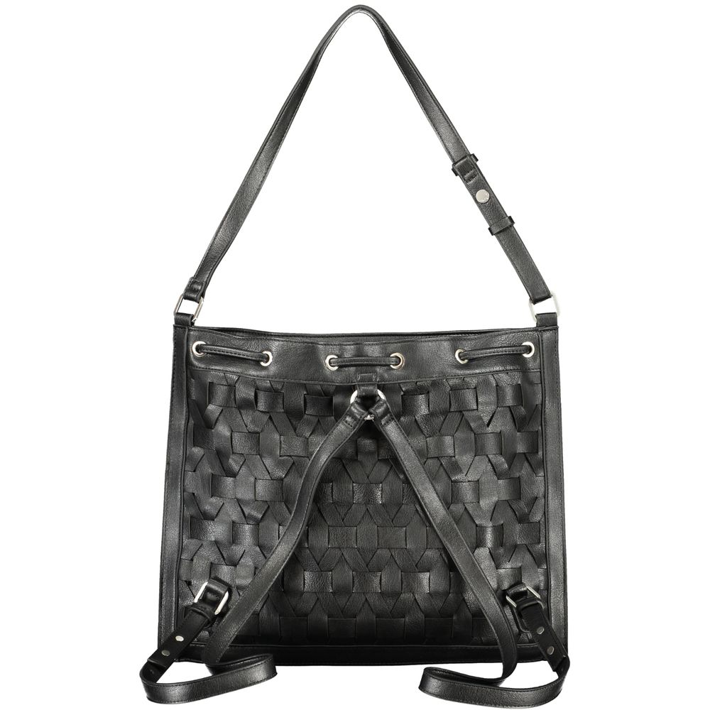 Black Polyurethane Women Backpack