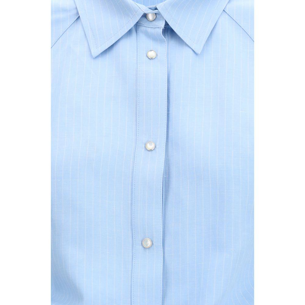 Blue Viscose Shortsleeve Shirt
