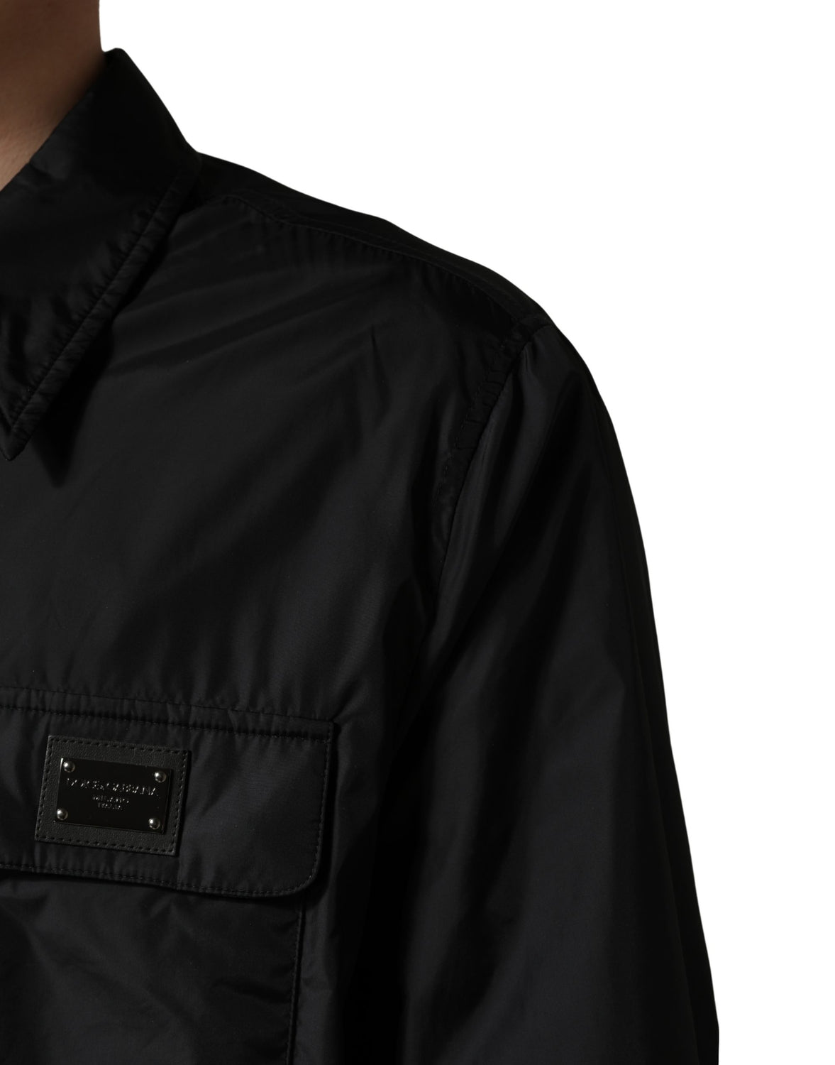 Black Logo Plaque Long Sleeves Shirt Jacket