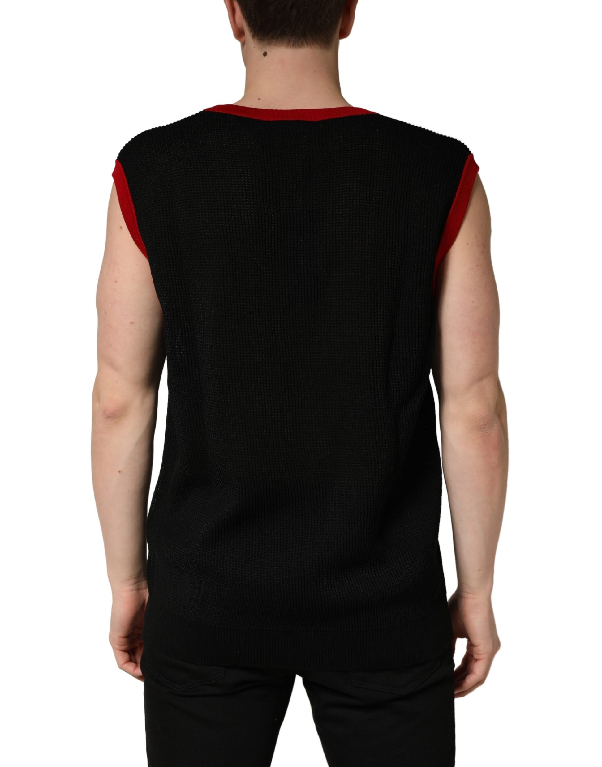 Black Crew Neck Sleeveless Men Knit Vest T-shirt