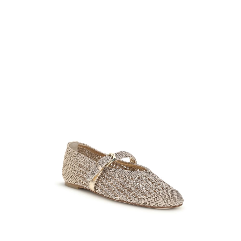 Gold Fabric Ballet Flats
