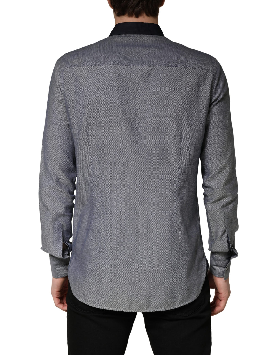 Dark Blue Cotton Long Sleeves Collared Dress Formal Shirt