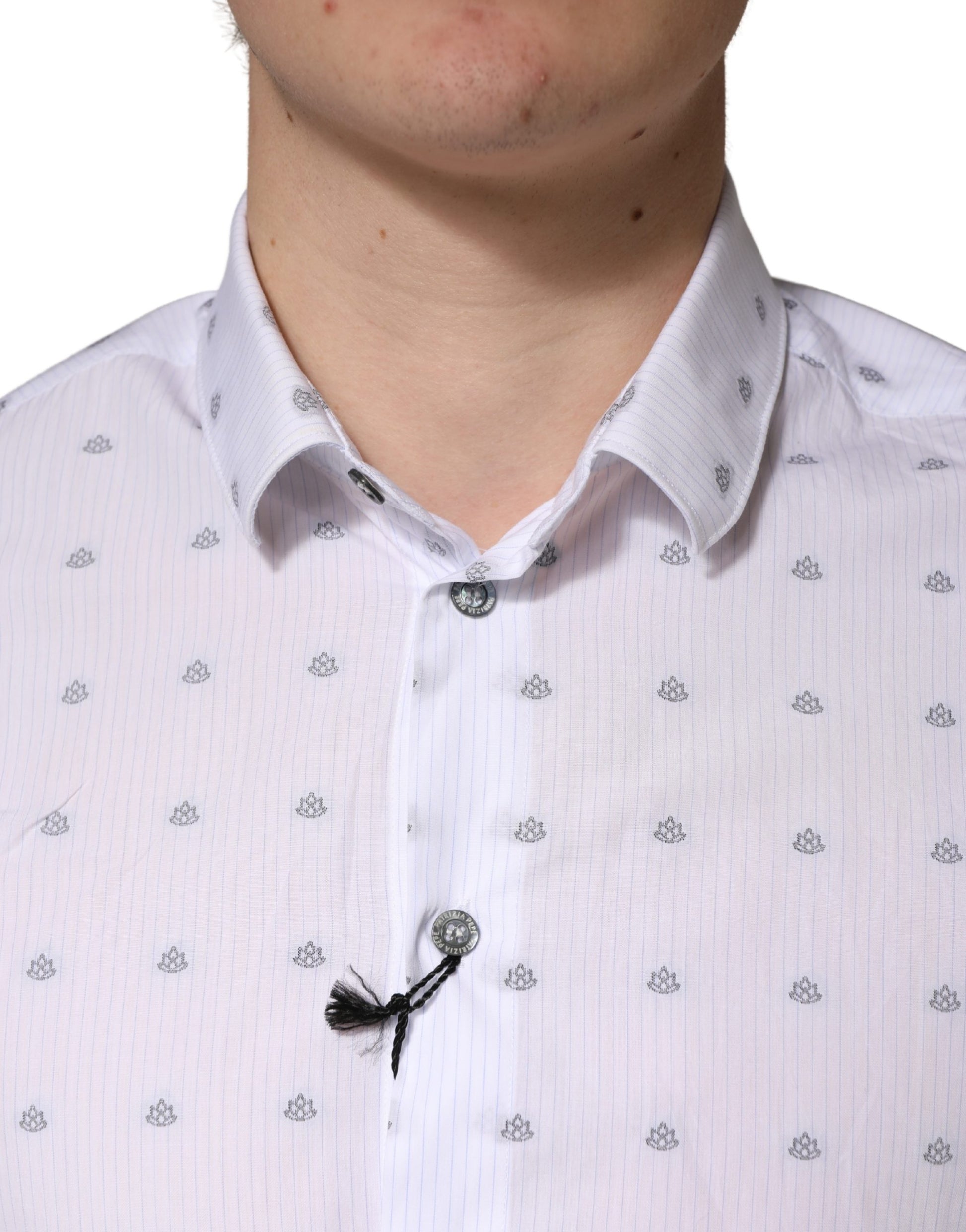 White Cotton Slim Fit Collared Men Dress Shirt