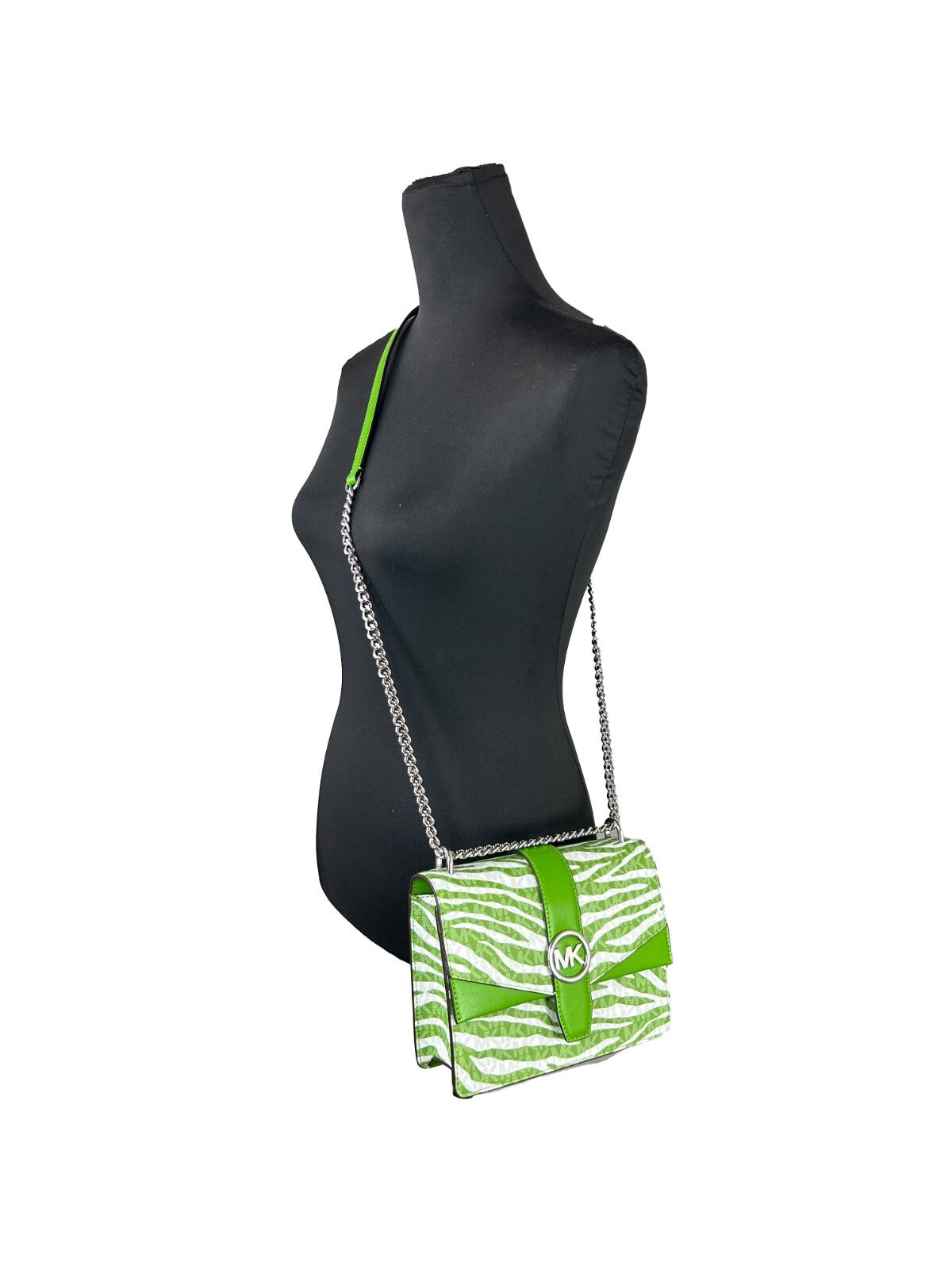 Michael Kors Greenwich Small Print Logo Crossbody Tote Chain Bag  Jungle Green $498