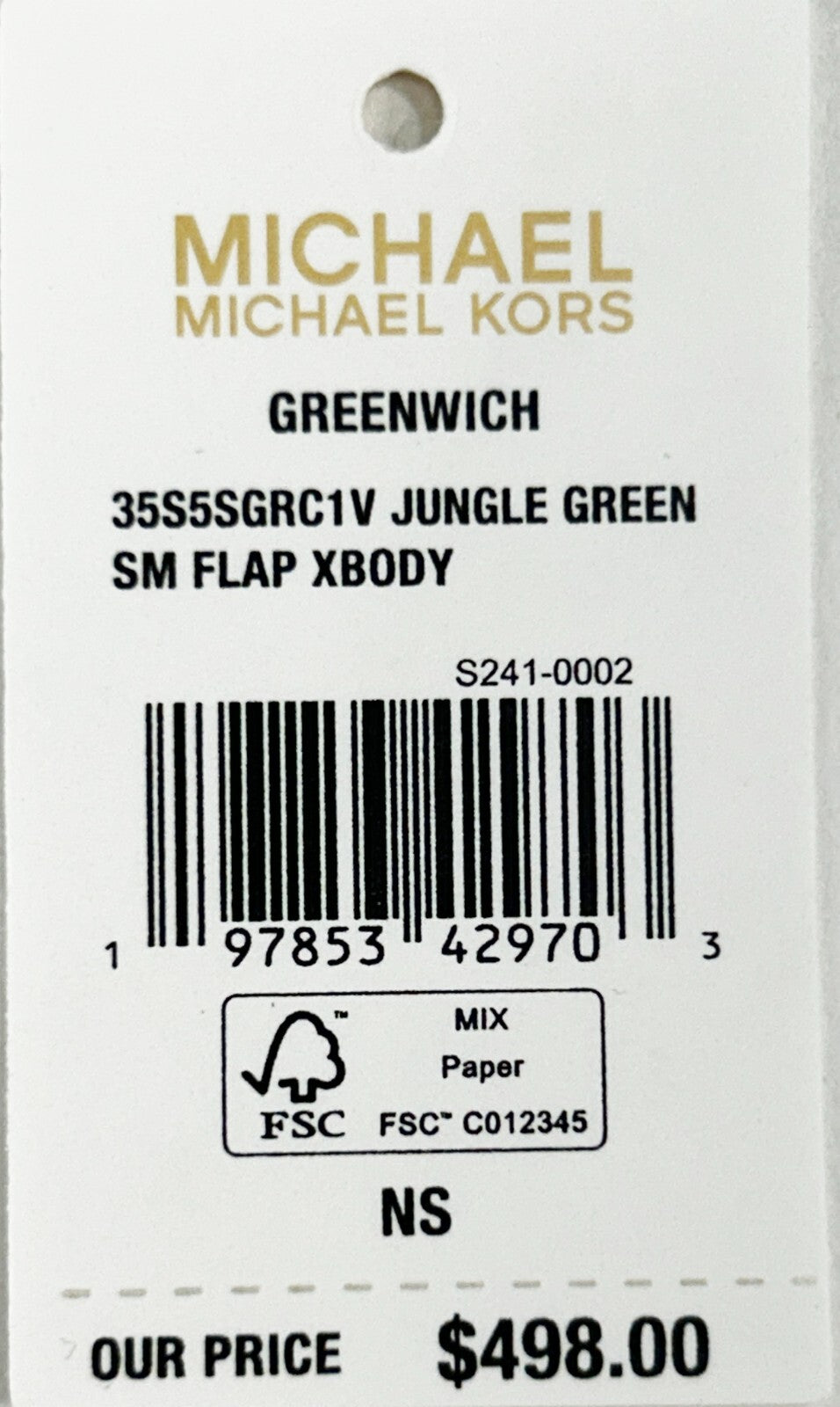 Michael Kors Greenwich Small Print Logo Crossbody Tote Chain Bag  Jungle Green $498