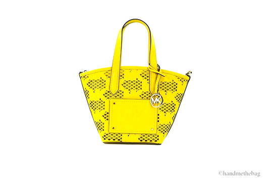 Michael Kors Kimber Small Daffodil Leather 2-In-1 Zip Tote Messenger Bag Purse
