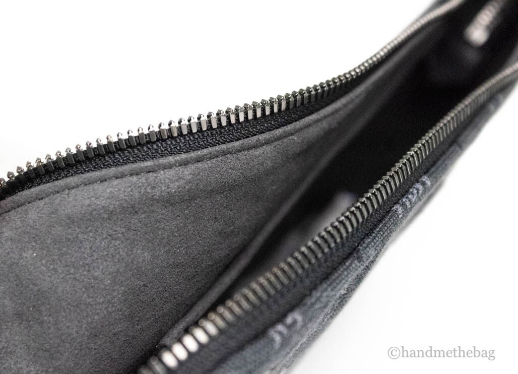 MCM Veritas Medium Dark Grey Denim Monogram Logo Canvas Clutch Pouch Handbag