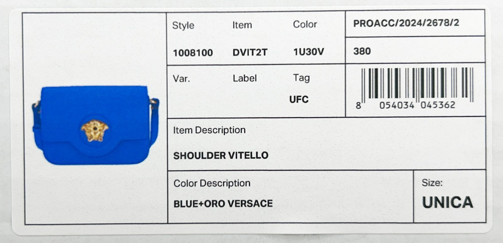 Versace La Medusa Blue Leather Shoulder Crossbody Bag Purse