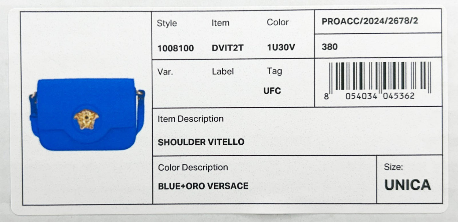 Versace La Medusa Blue Leather Shoulder Crossbody Bag Purse