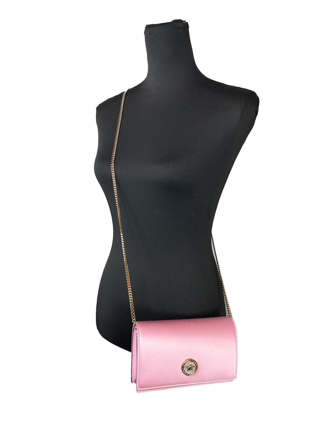 Versace Medusa Crystal Satin Mini Chain Crossbody Bag Purse