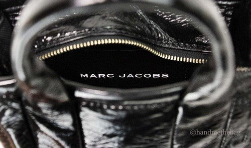 Marc Jacobs The Shiny Crinkle Micro Tote Black Leather Crossbody Bag Handbag