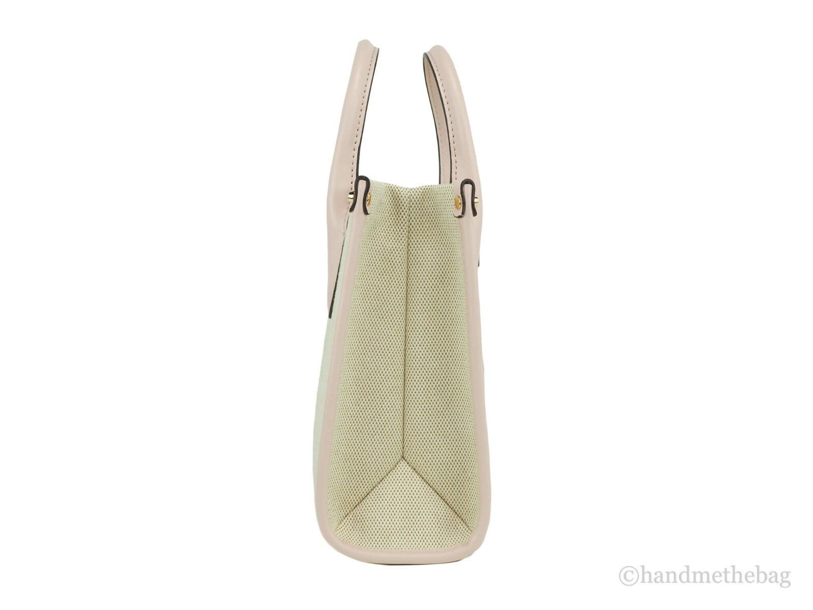 Michael Kors Mirella Small Powder Blush Canvas Shopper Crossbody Handbag Purse