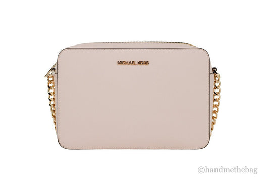 Michael Kors Adult Saffiano Leather East West Crossbody Handbag With 2 Slit Pockets, Blush