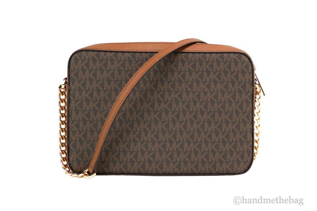 Michael Kors Women'S Jet Set East West Crossbody Handbag Saffiano, Brown Gold, Large