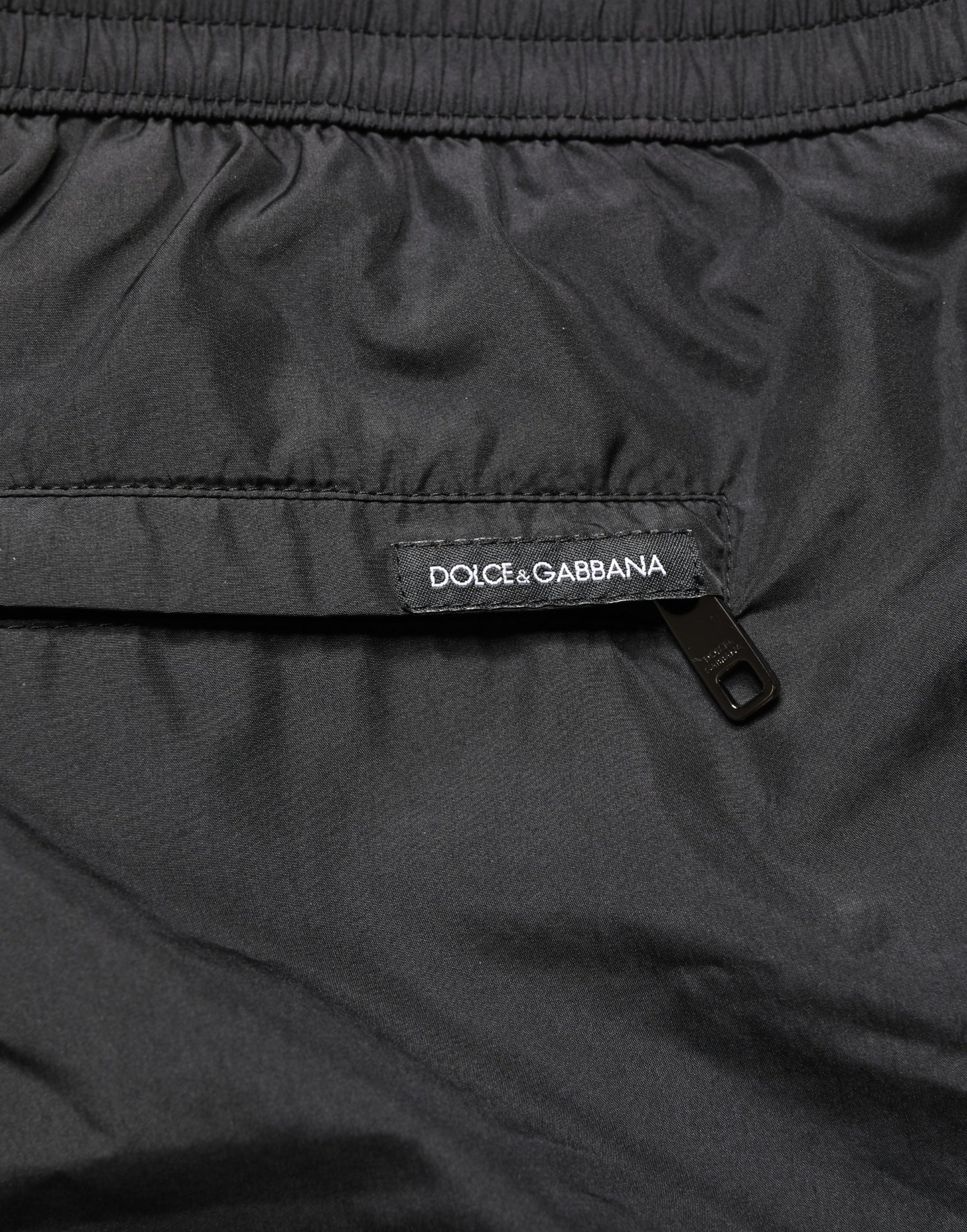 Black Polyester Drawstring Men Shorts Swimwear