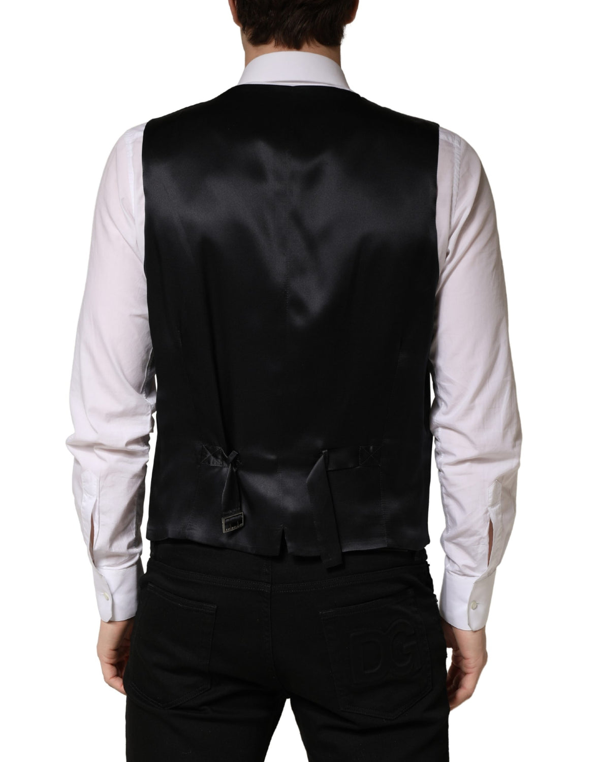 Black Wool Single Breasted Men Waistcoat Vest