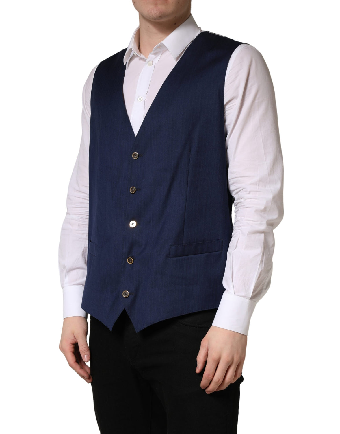 Navy Blue Wool Dress Formal Waistcoat Vest