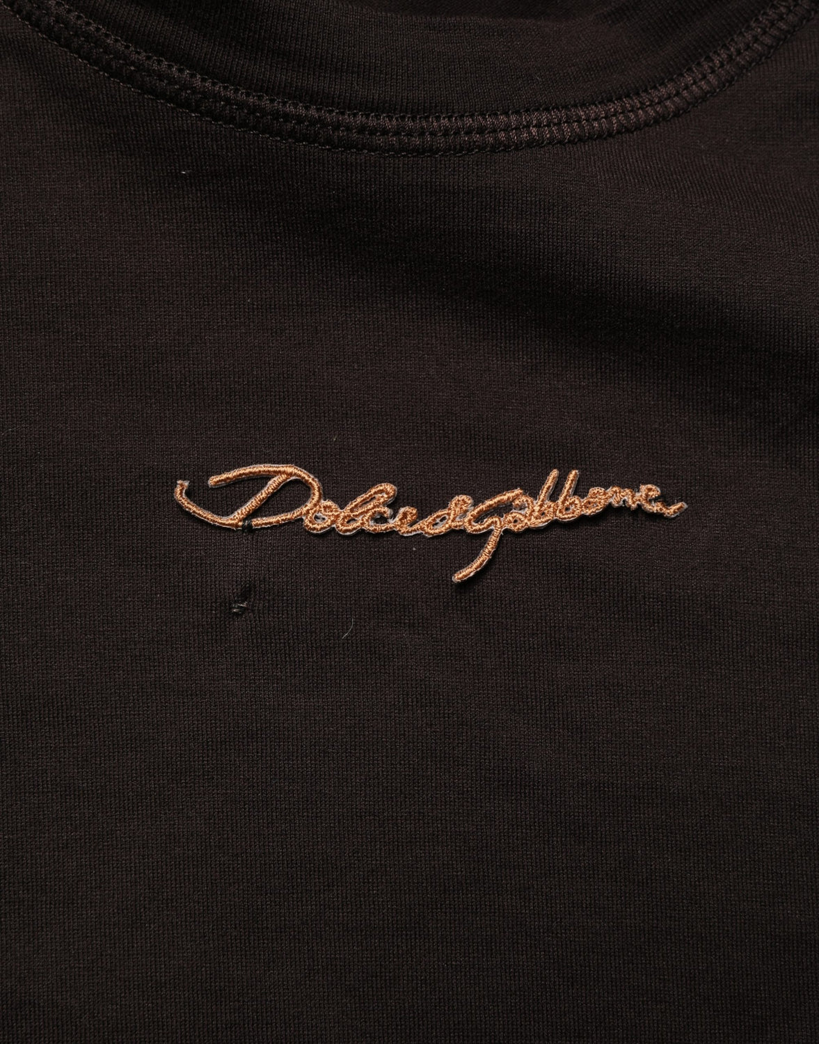 Brown Logo Embroidered Men Crew Neck T-shirt