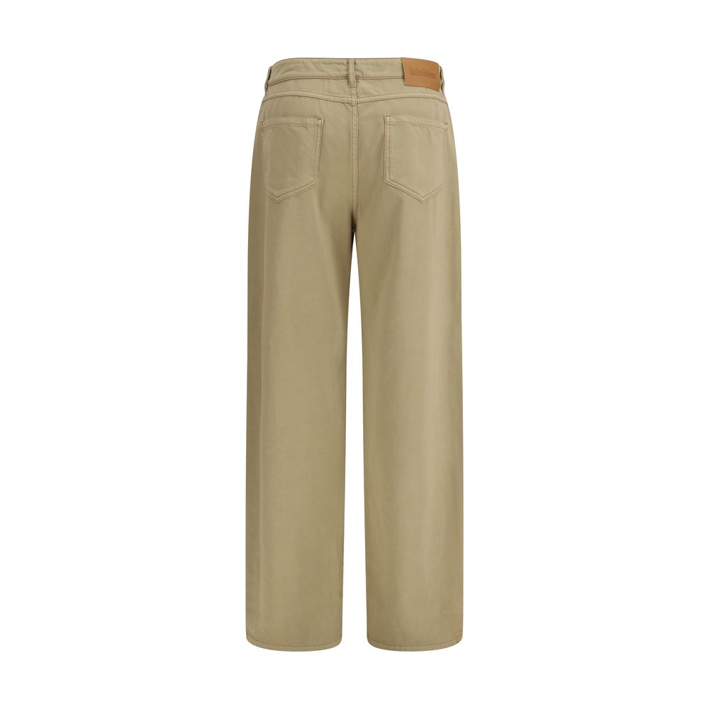 Beige Cotton Casual Pants