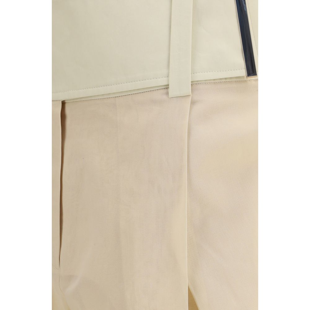 Beige Cotton Casual Pants