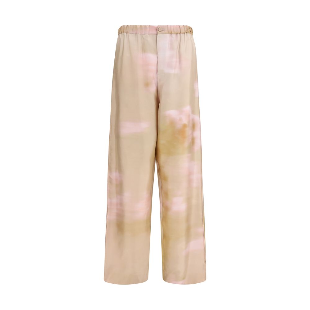 Multicolor Silk Casual Pants