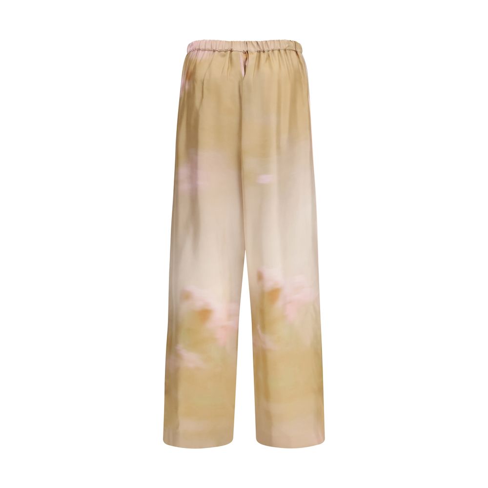 Multicolor Silk Casual Pants