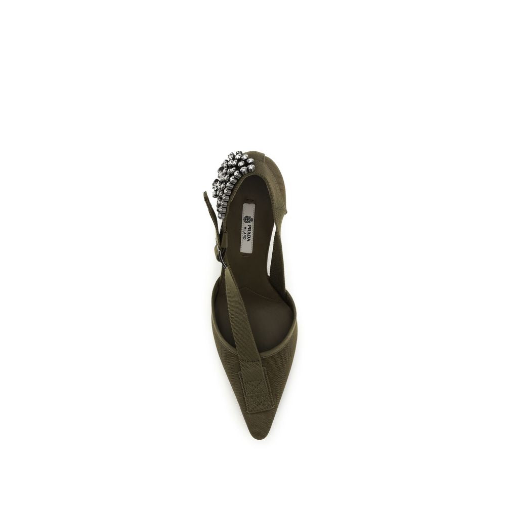 Bicolor Cotton High Heel Pumps