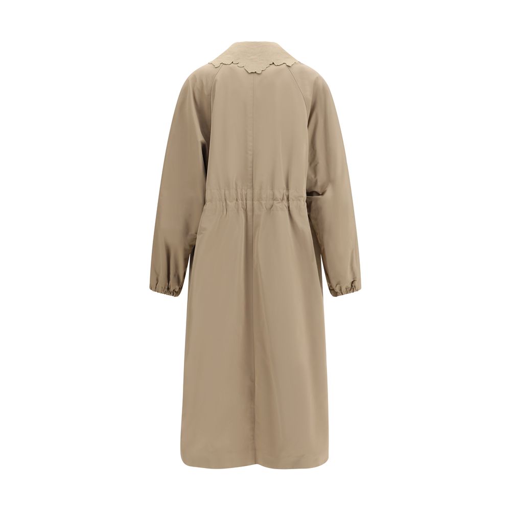 Beige Polyester Trench Coat