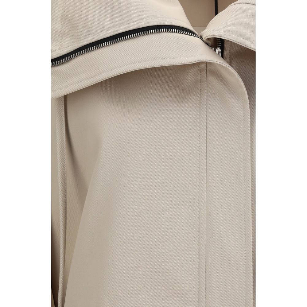 Beige Polyester Full-Length Jacket