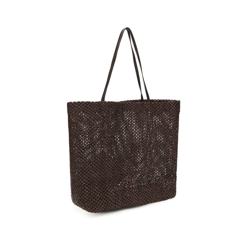 Brown Raffia Shoulder Bag