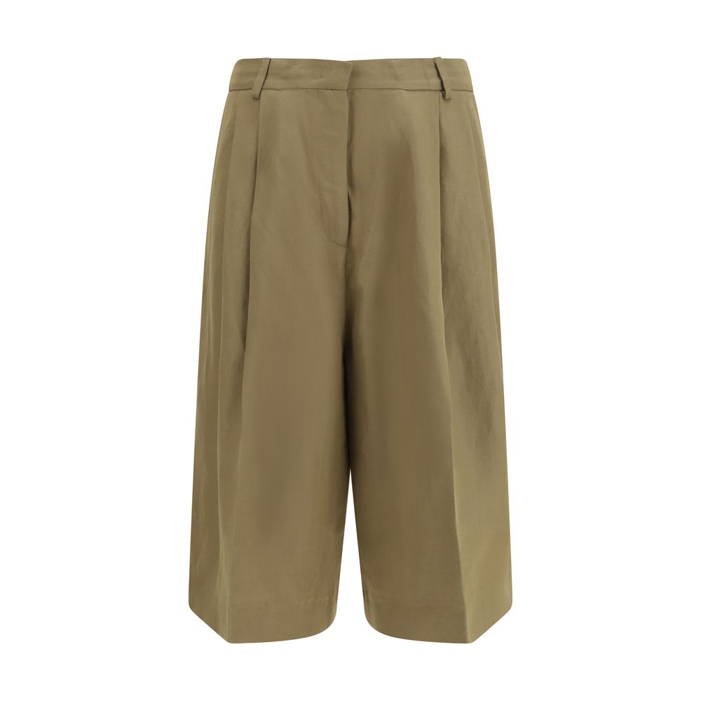 Beige Viscose Cropped Pants