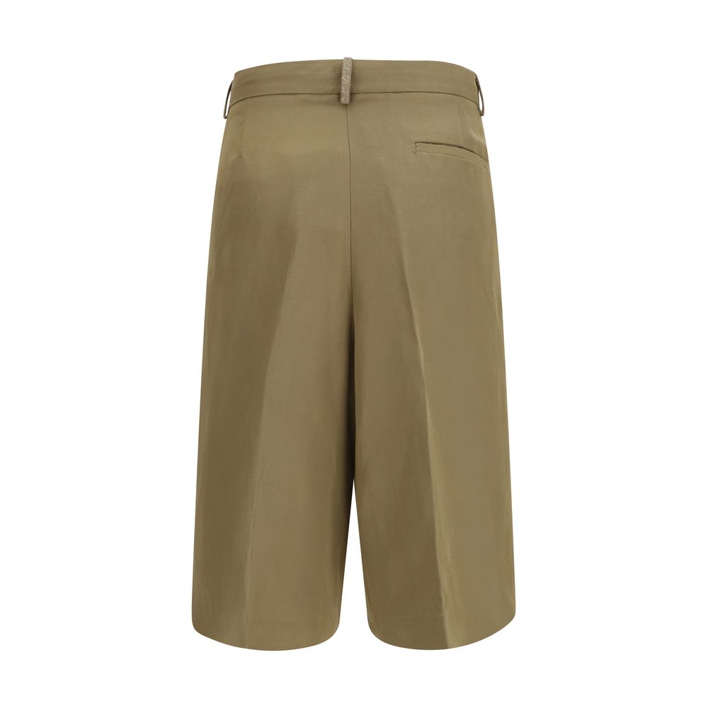 Beige Viscose Cropped Pants
