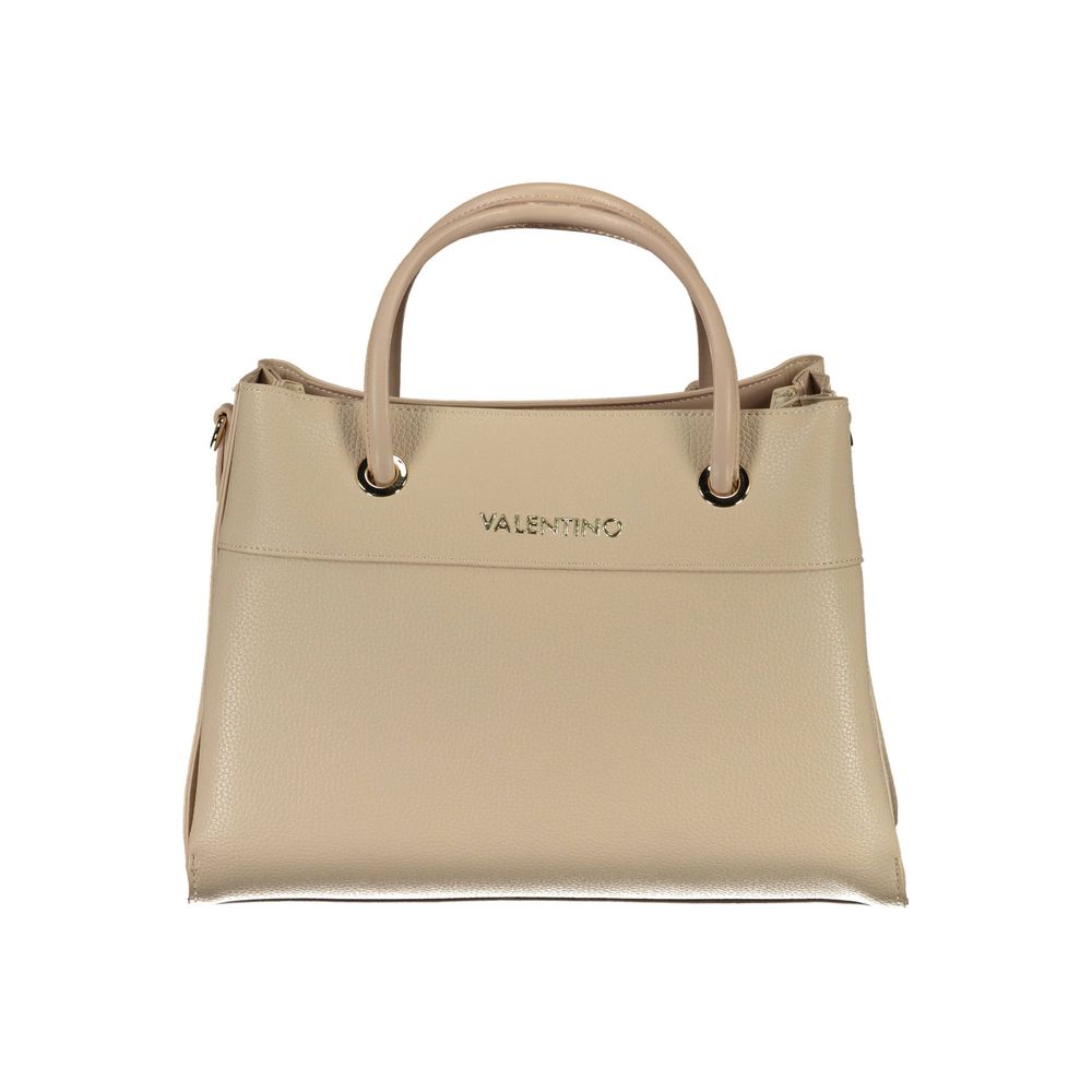 Beige Polyurethane Women's Bag with Handles and Compartments