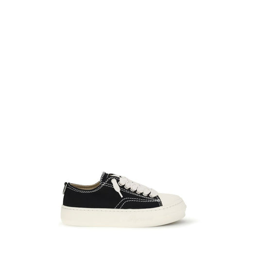 Black Cotton Low Top Sneakers