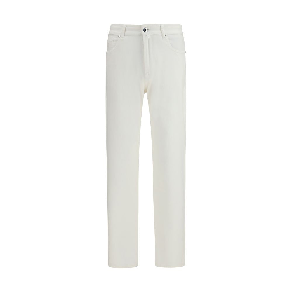 White Cotton Straight-Leg Jeans