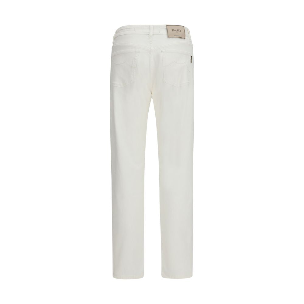 White Cotton Straight-Leg Jeans