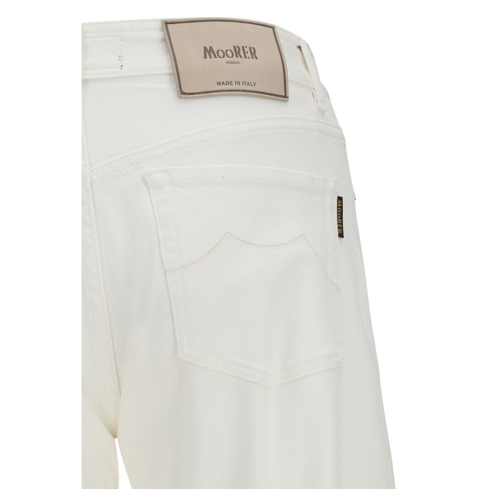 White Cotton Straight-Leg Jeans
