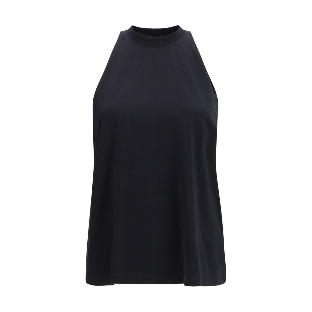 Black Cotton Sleeveles T-Shirt