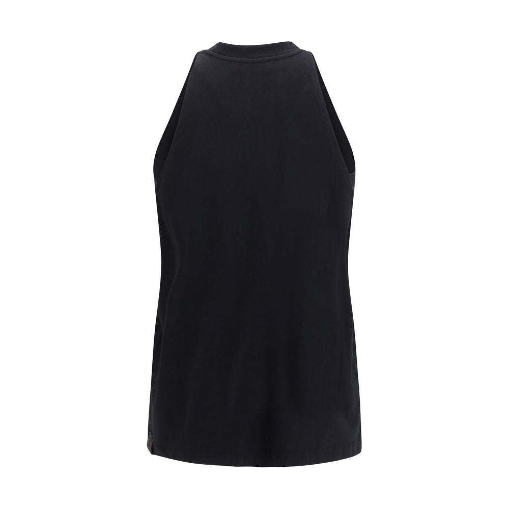 Black Cotton Sleeveles T-Shirt
