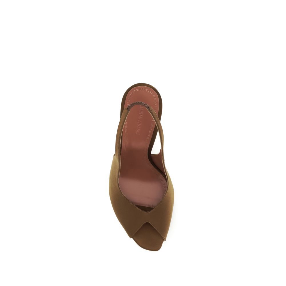 Brown Silk Stiletto Heel Sandals