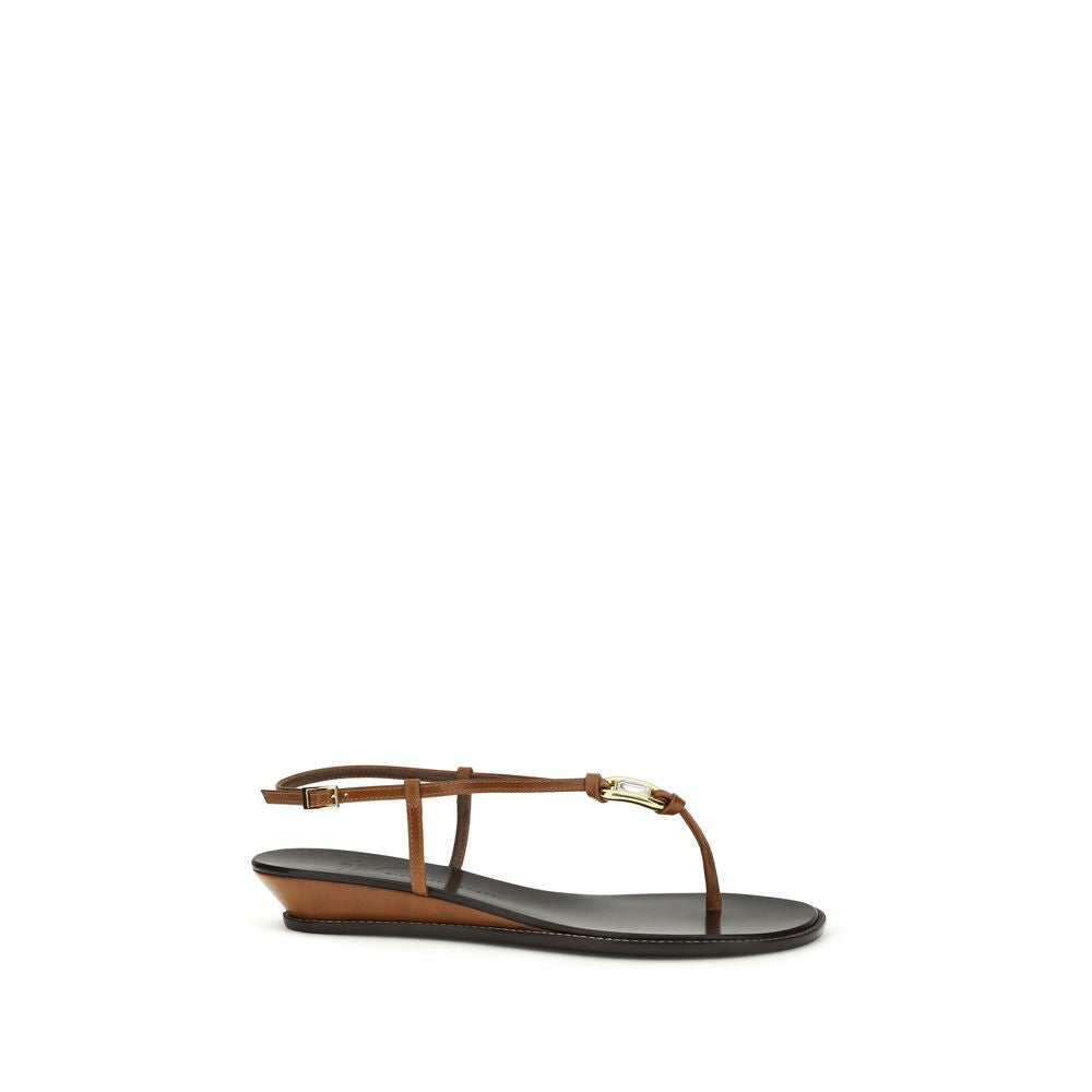 Brown Calf Leather Bos Taurus Wedge Sandals