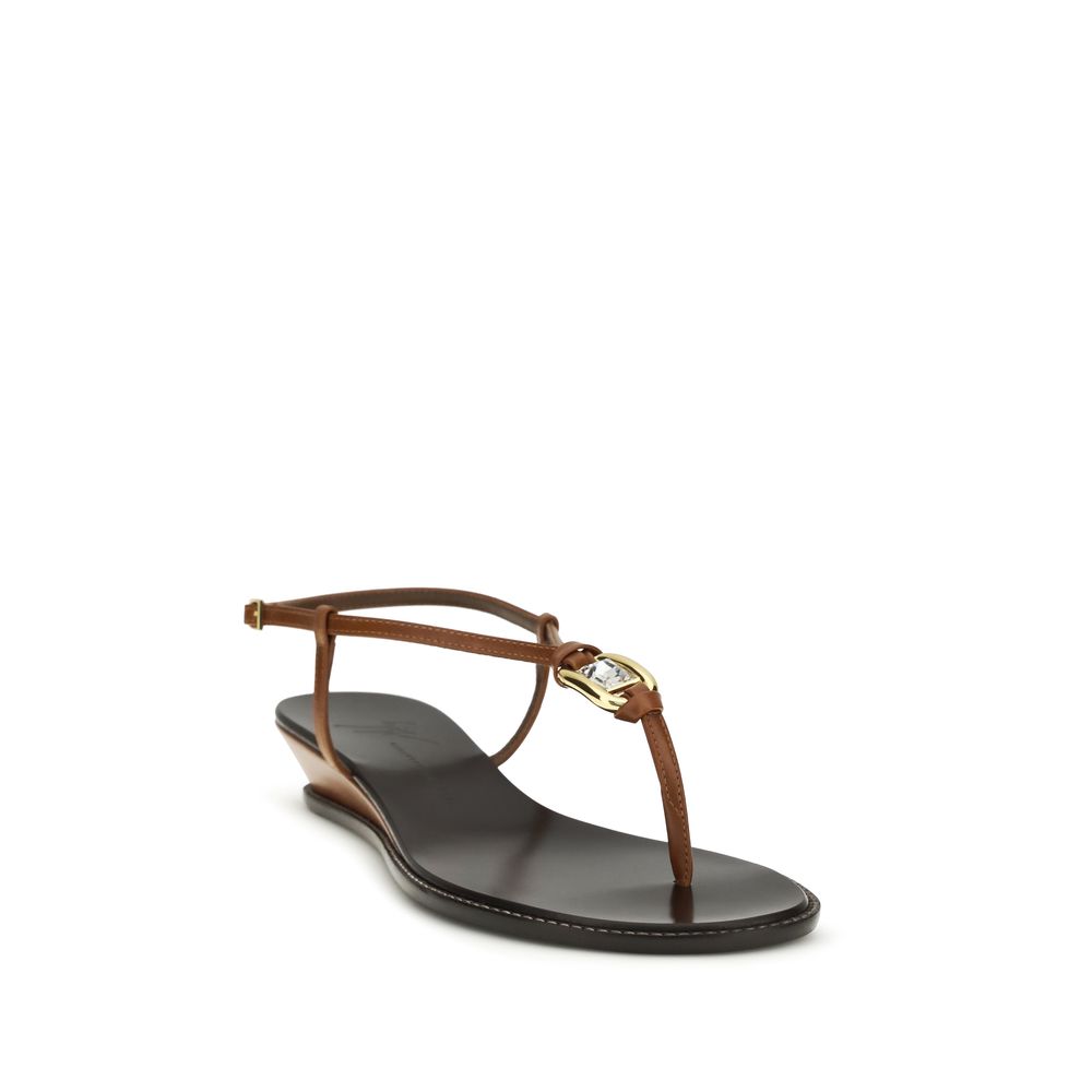 Brown Calf Leather Bos Taurus Wedge Sandals