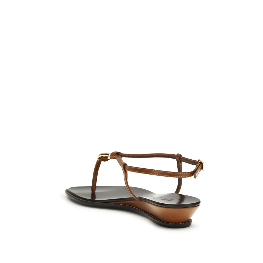 Brown Calf Leather Bos Taurus Wedge Sandals