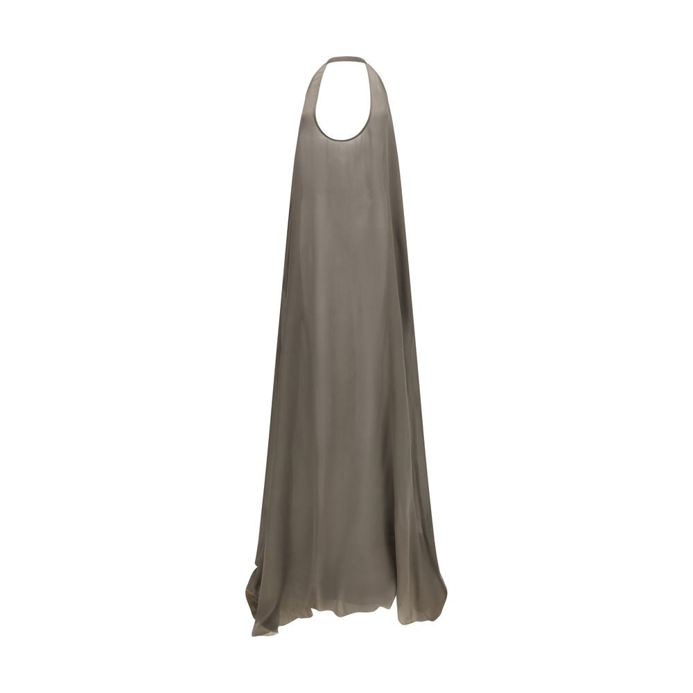 Gray Silk Casual Dress