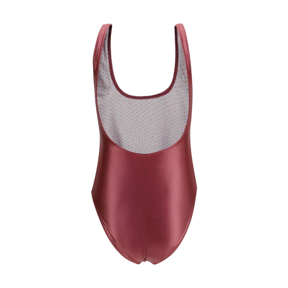 Bordeaux Polyamide One-Piece Swimsuit